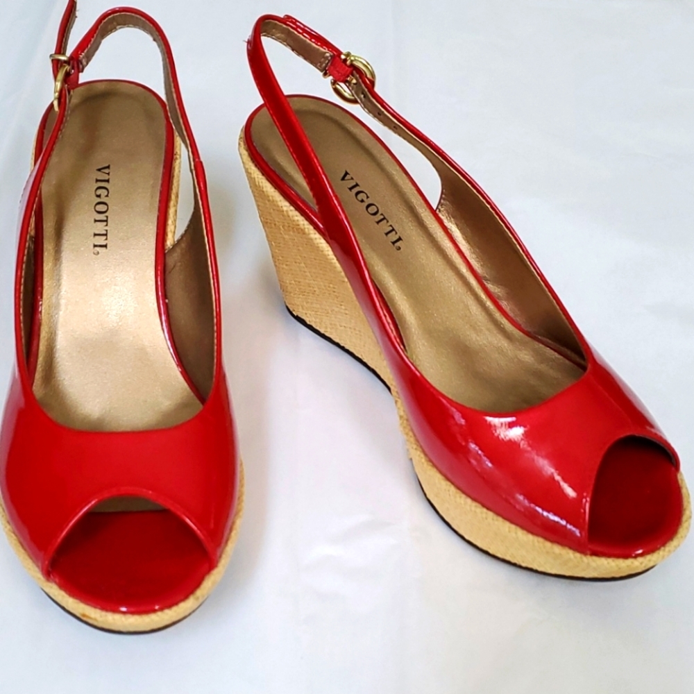 Vigotti Red Patent Wedge Heels size 5M